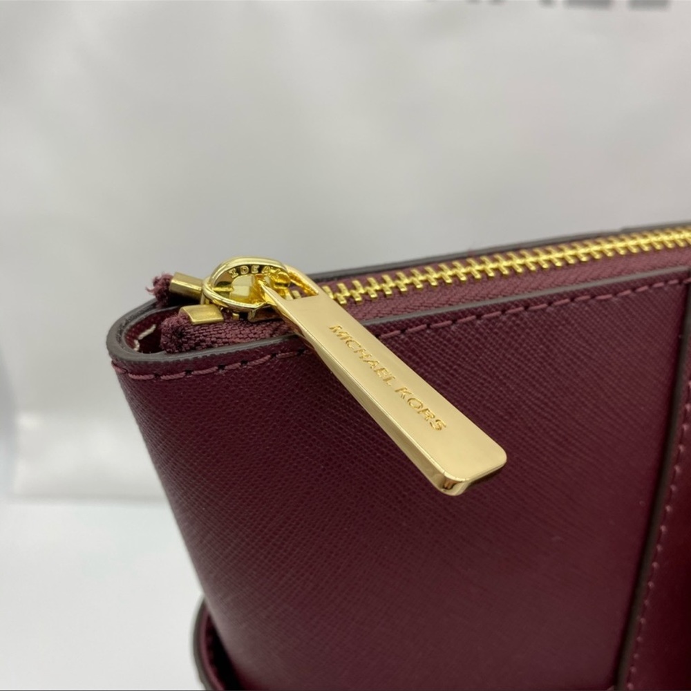 MICHAEL KORS Charlotte Large Leather Top-Zip Tote Dark Cherry NWT - Picture 9 of 16